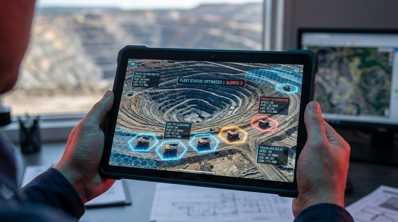 Operação de mineração monitorada em tempo real